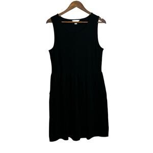 Garnet Hill Everyday Ponte Knit Peplum Dress Sleeveless Pocket Black Size 10